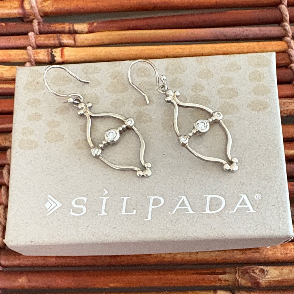 Silpada Silver French Wire Earrings with Zirconia